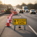 Dim Gray Premium Diverted Traffic Forward Sign 1050 x 450mm - Robust & Durable