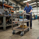 Dim Gray Pressed Steel Swivel Castors With Grey Rubber on Black Polypropylene Wheel - 50mm to 100mm
