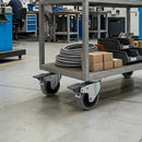 Gray Pressed Steel Braked Swivel Castors With Grey Rubber on Black Polypropylene Wheel - 50mm to 100mm