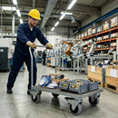 Dark Gray Pressed Steel Braked Swivel Castors With Grey Rubber on Black Polypropylene Wheel - 50mm to 100mm