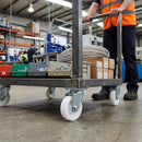 Dark Sea Green 50mm Pressed Steel Swivel Castor Wheel - White Nylon & 4-Hole Top Plate - 50kg Load Capacity