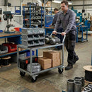 Black 50mm Pressed Steel Swivel Castor Wheel with Brake - Black Polypropylene & 4-Hole Top Plate - 55kg Load