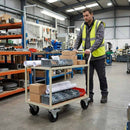 Slate Gray 50mm Pressed Steel Swivel Castor Wheel with Brake - Black Polypropylene & 4-Hole Top Plate - 55kg Load