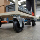 Dark Gray 50mm Pressed Steel Swivel Castor Wheel with Brake - Black Polypropylene & 4-Hole Top Plate - 55kg Load