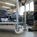 White Smoke 50mm Pressed Steel Swivel Castor Wheel with Brake - White Nylon & 4-Hole Top Plate - 50kg Load Capacity