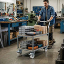 Dim Gray 50mm Pressed Steel Swivel Castor Wheel with Brake - White Nylon & 4-Hole Top Plate - 50kg Load Capacity