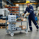 Light Slate Gray 50mm Pressed Steel Swivel Castor Wheel with Brake - White Nylon & 4-Hole Top Plate - 50kg Load Capacity