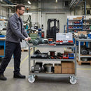 Dark Gray 50mm Pressed Steel Swivel Castor Wheel with Brake - White Nylon & 4-Hole Top Plate - 50kg Load Capacity