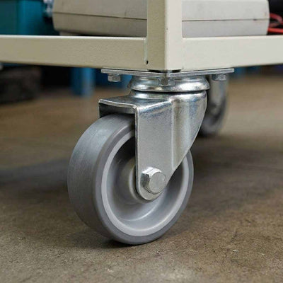 50mm Pressed Steel Swivel Castor with Grey Rubber Wheel & 4-Hole Top Plate - 50kg Load Capacity