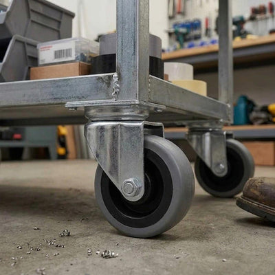 50mm Swivel Castor With Grey Rubber on Polypropylene Wheel & 4-Hole Top Plate - 60kg Load Capacity