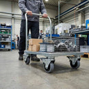 Dark Gray 50mm Swivel with Braked Castor Wheel - Grey Rubber on Polypropylene & 4-Hole Top Plate - 60kg Load