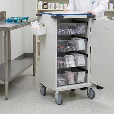 Mobile Unit Dosage Trolley – 24 Compartment Mild Steel