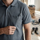 Steel Grey Polo Shirt with Chest Pocket - Cotton-Polyester