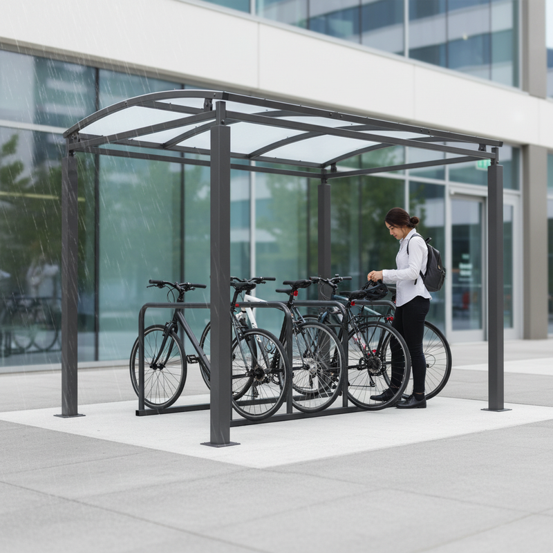 Gray Heavy Duty Cycle Shelter or Walkway Cover with Clear Roof 1m - 5m