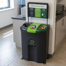 Triple compartment recycling bin 110 litre with colour-coded lids