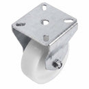 White Smoke Pressed Steel Fixed Castors With White Nylon Wheel - 50mm & 75mm