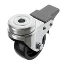 White Smoke Light Duty Braked Bolt Hole Swivel Castors With Black Plastic Wheel - 50mm to 100mm