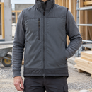 Softshell Stretch Work Vest, Fleece Lined - Steel Grey/Dark Grey