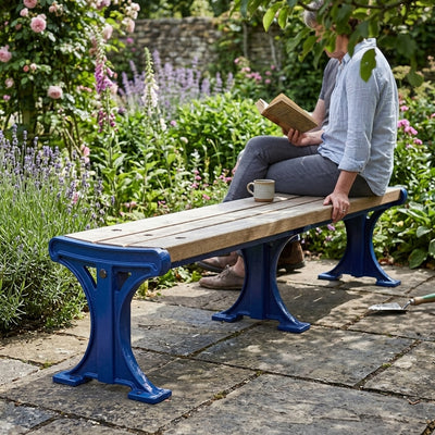 Cast Iron and Iroko Hardwood Garden Bench