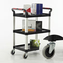 3-Shelf Trolley 150kg Capacity Black Plastic Grey Aluminium