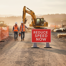 Rosy Brown Premium Reduce Speed Now Cone Sign - 1050 x 750mm - Double Cone