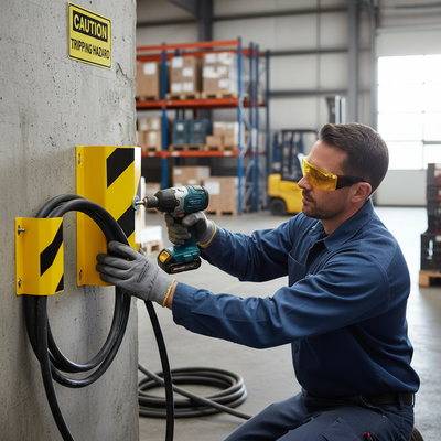 Heavy Duty Wall Mounted Cable and Hose Protector for Indoor Use