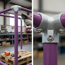 Gray Premium Heavy Duty 3-Way Corner Key Clamp for Galvanised Tubing Installations - High-Quality Professional Grade for Industrial and Commercial Appli...