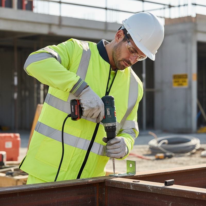 Dark Gray Premium Reversible Hi-Visibility Interactive Bodywarmer - Yellow/Navy Blue