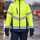Women's Hi-Vis Insulated Winter Coat - Hi-Vis Yellow/Navy Blue