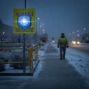 Dark Slate Gray Premium Hi-Vis Reflective Flashing LED Safety Sign for Ice Warnings