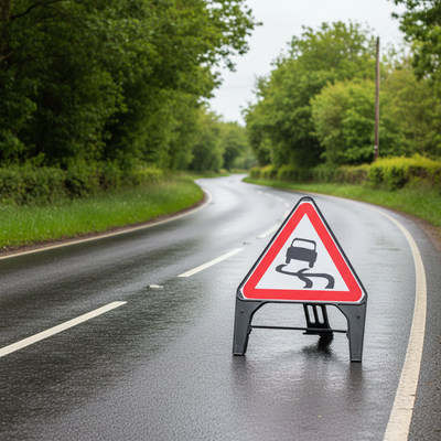 Heavy Duty Slippery Road Surface 750mm Q-Sign for Safety