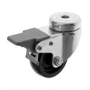 White Smoke Light Duty Braked Bolt Hole Swivel Castors With Black Plastic Wheel - 50mm to 100mm