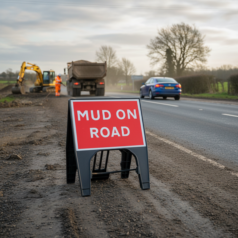 Dark Olive Green High-Performance Mud On Road Sign - 600 x 450mm