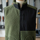 Two-Layer Pile Work Vest with Zipped Pockets - Khaki Green/Black
