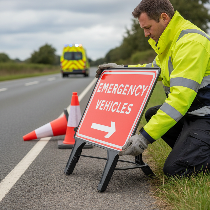 Dim Gray High-Performance Emergency Vehicles Right Sign 1050x750mm