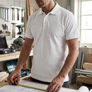 Classic Cotton-Blend Polo Work T-Shirt - White