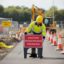 Rosy Brown Caution Pedestrians Crossing Sign - Heavy Duty 600 x 450mm