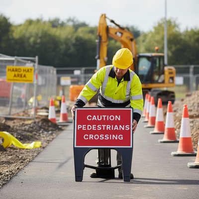 Caution Pedestrians Crossing Sign - Heavy Duty 600 x 450mm