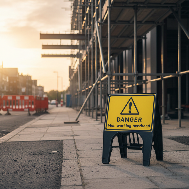 Dark Slate Gray Danger Men Working Overhead Sign - Heavy Duty 600 x 450mm