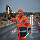 Dim Gray High-Visibility Two-Tone Traffic Jacket with Concealed Hood - Orange/Navy