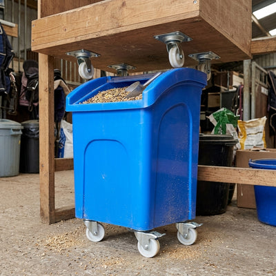 90 Litre Wheeled Feed Storage Bin with Swivel Castors