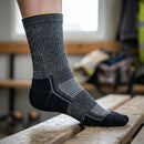 Merino Wool Work Socks with Reinforced Toe and Heel - Black
