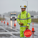 Gray High-Visibility Traffic Jacket with Concealed Hood - Saturn Yellow