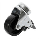 White Smoke Light Duty Braked Bolt Hole Swivel Castors With Black Plastic Wheel - 50mm to 100mm