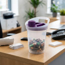 3 litre desktop battery recycling bin with purple lid