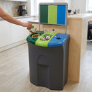 110 Litre Triple-Compartment Recycling Bin with Open & Liquid Lids