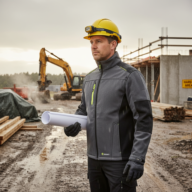 Dark Gray Premium Two-tone Medium Weight Softshell Jacket - Grey/Black