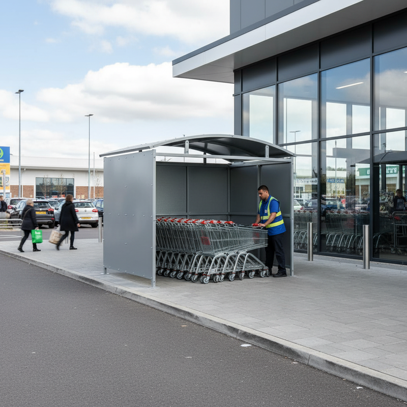 Light Slate Gray Heavy Duty Trolley Shelter with Galvanised Clad - Modular Design