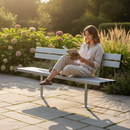 Dim Gray Premium Durable Steel Seat with Backrest for Public Spaces