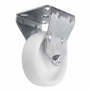 White Smoke Pressed Steel Fixed Castors With White Nylon Wheel - 50mm & 75mm